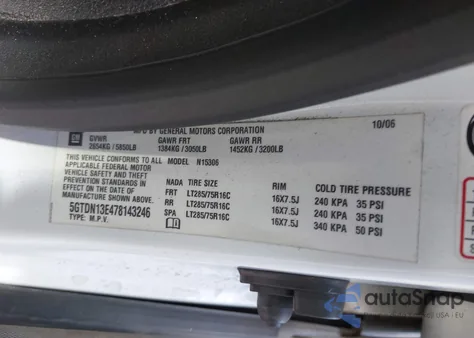 2007 Hummer H3 Suv из США, поврежденный, VIN 5GTDN13E478143246